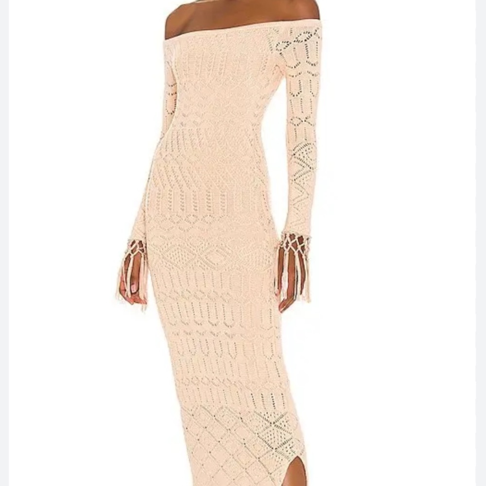 House of Harlow 1960 Beige Crochet Maxi Dress - Picture 2 of 3